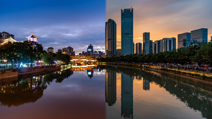 成都地标日夜切换视频