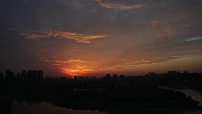 城市日出延时摄影