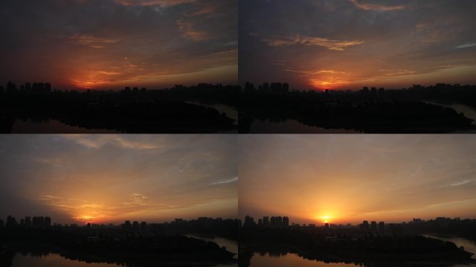 城市日出延时摄影