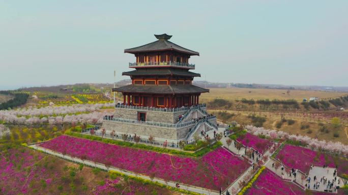 航拍郑州丰乐樱花园