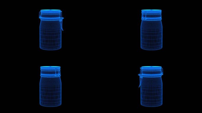 【原创】蓝色线框全息科技储存罐动画带通道