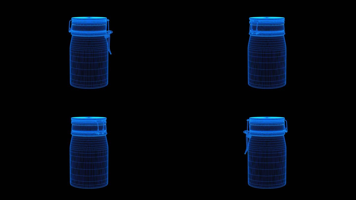 【原创】蓝色线框全息科技储存罐动画带通道