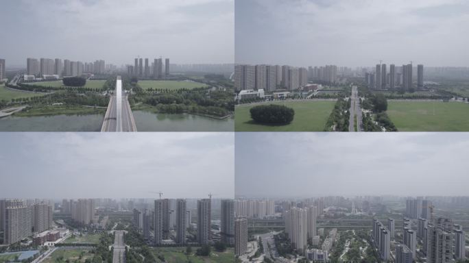 郑州滨河国际新城全景航拍原素材