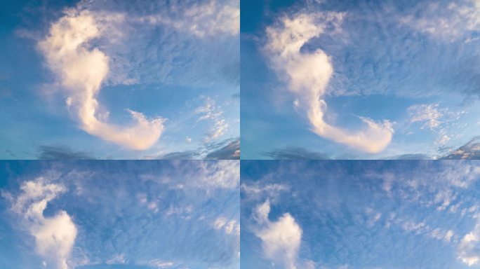 中山市相机拍摄海马形状白云延时照片2