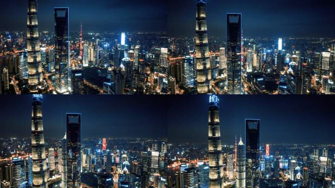 上海城市夜景鸟瞰图