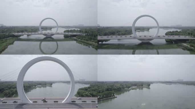郑州蝶湖公园湖水桥梁