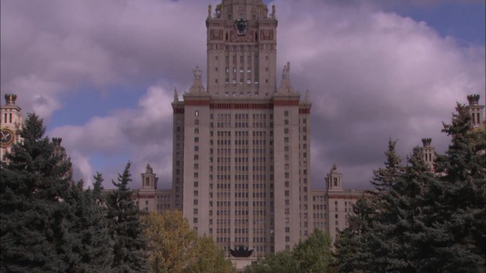 俄罗斯首都的莫斯科大学外景空镜素材
