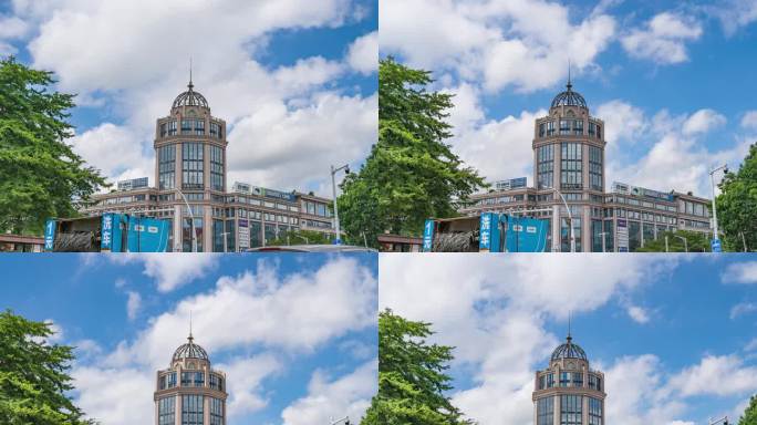 中山市英联广场大楼特色古建筑相机拍摄延时