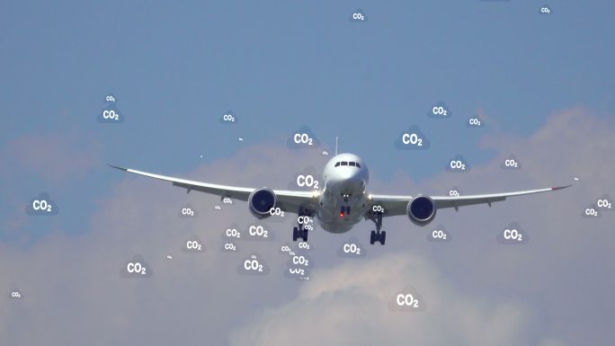 二氧化碳和二氧化碳排放是全球空气和气候污染的概念。飞机