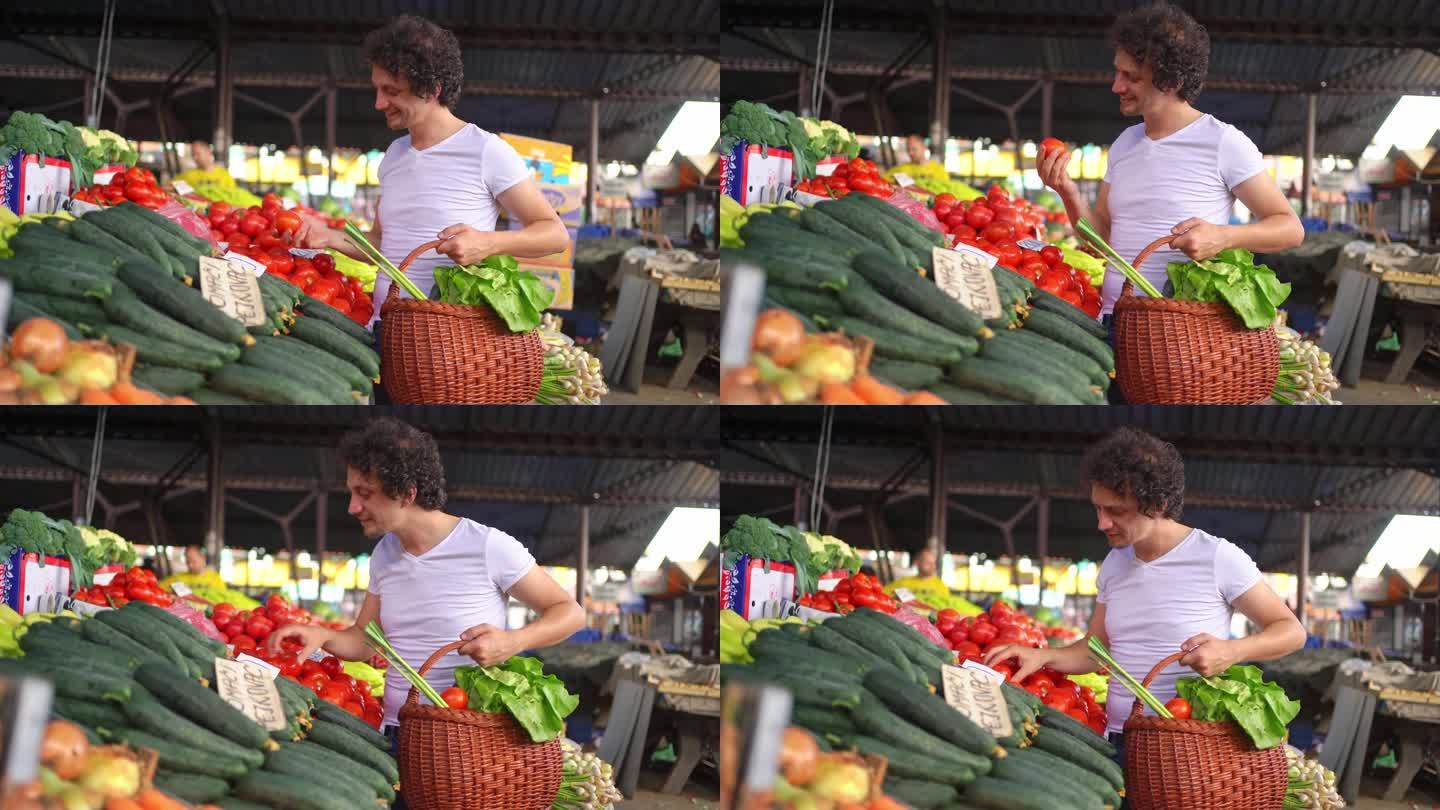 选西红柿的人买菜做饭挑选蔬果绿色健康食品