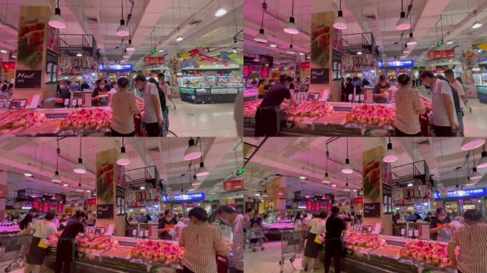 大型超市购物人多买菜选购食材视频素材