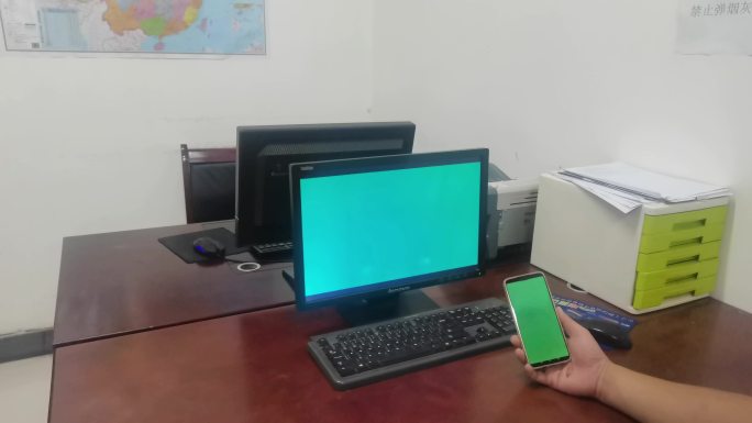 办公室手机电脑绿幕