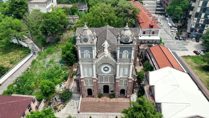 芜湖天主教堂航拍4K城市地标夏天宣传片