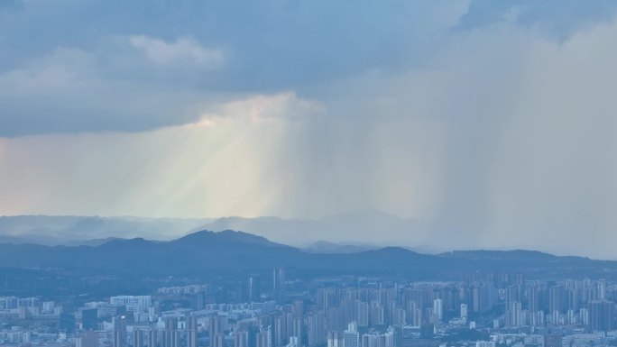 南宁五象新区暴风雨来临航拍