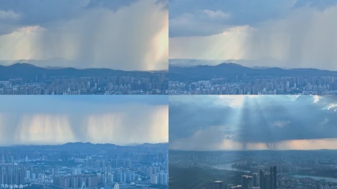 南宁五象新区暴风雨来临航拍