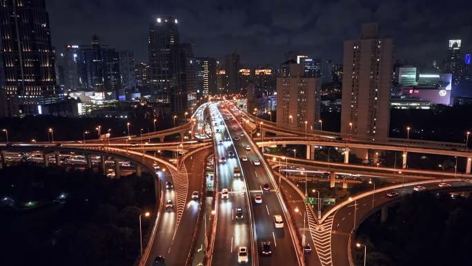 立交桥高架车流夜景