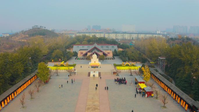 航拍郑州新郑黄帝故里景区