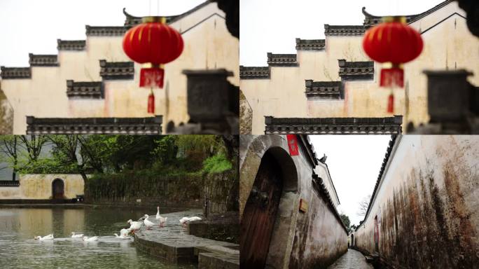 江南烟雨 雨落徽州 徽派建筑 小桥流水