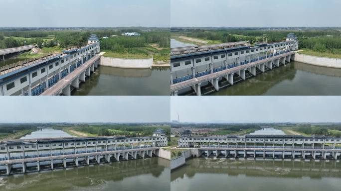 山东省费县浚河水利生态环境 桥梁航拍素材