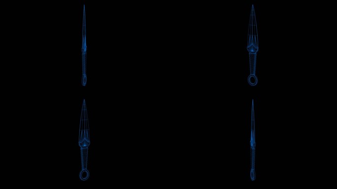 蓝色全息科技线框武器刀匕首飞镖素材带通道