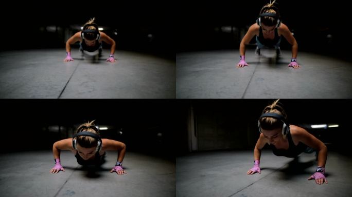 运动型美女做俯卧撑