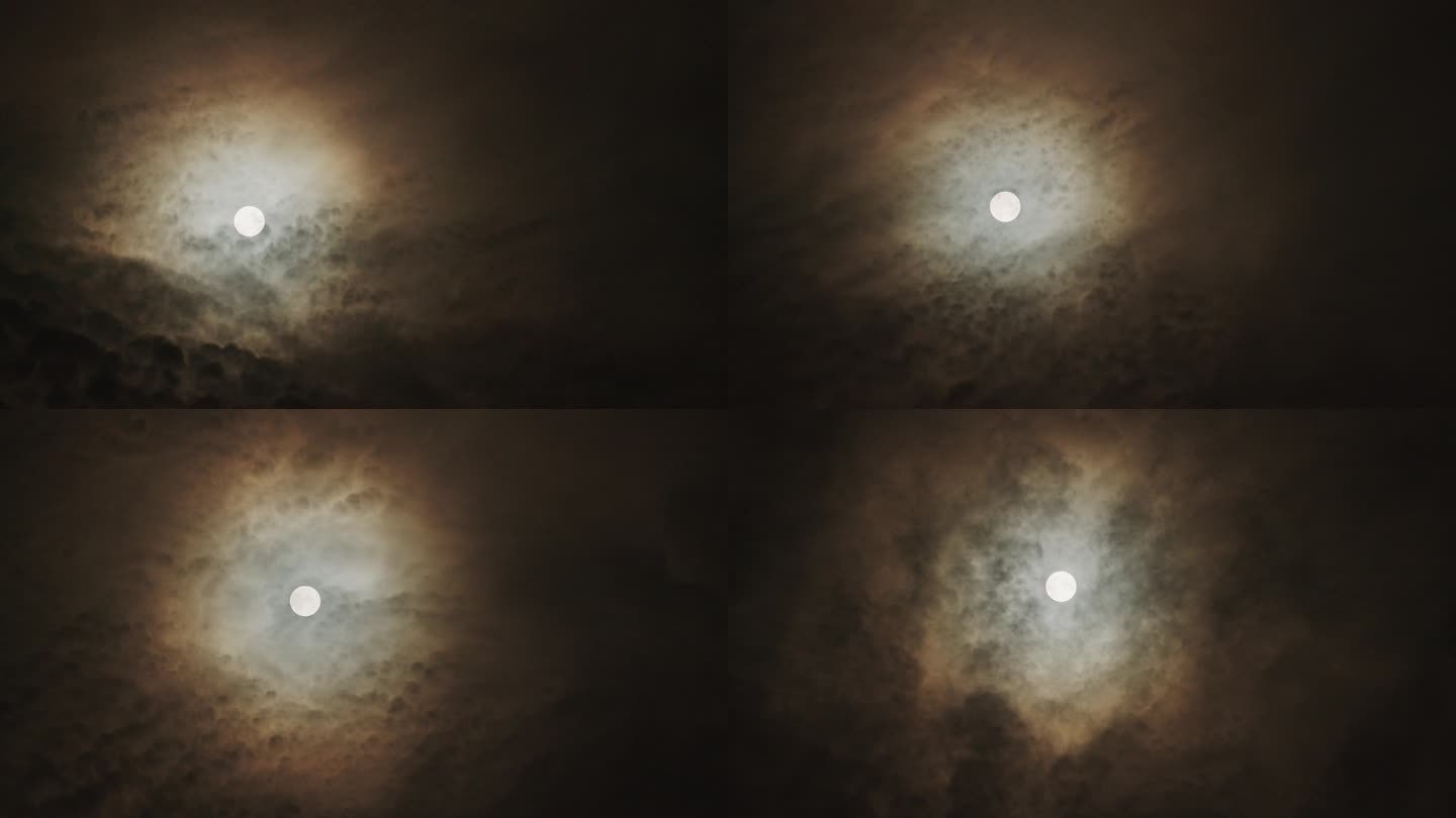 中秋之夜月亮穿过云层