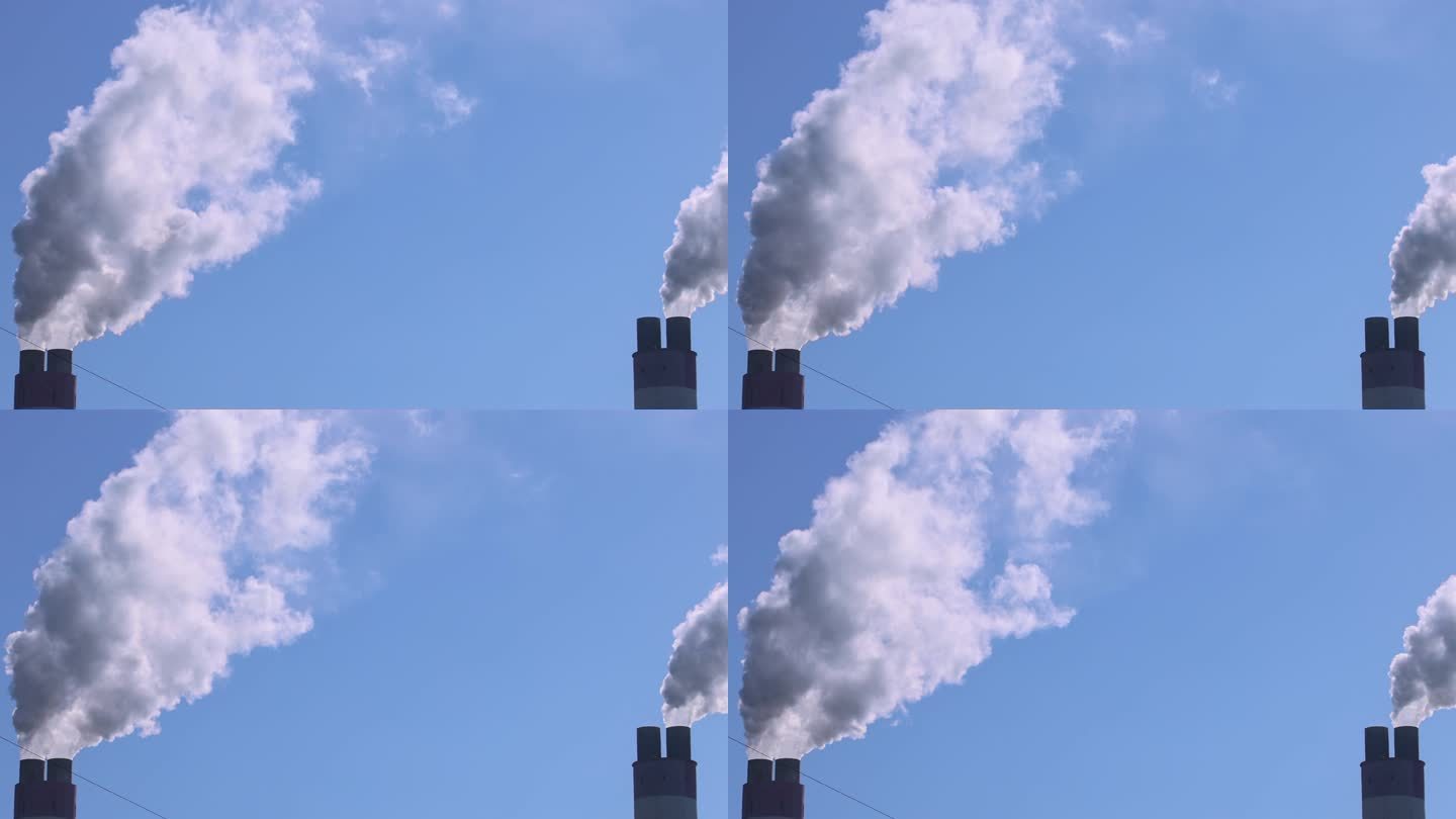 烟囱冒烟污染空气工业污染烧煤发电