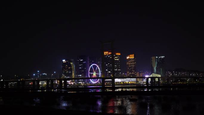 泉州东海泰禾夜景城市夜景江滨晋江大桥夜景