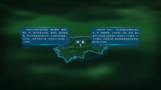 4K大气宝鸡市凤县地图面积人口信息展示