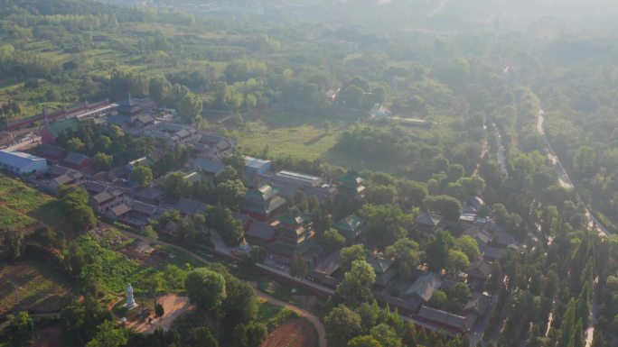 航拍郑州登封市嵩山少林寺