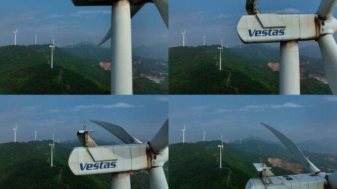 风力发电大风车特写镜头华润电能