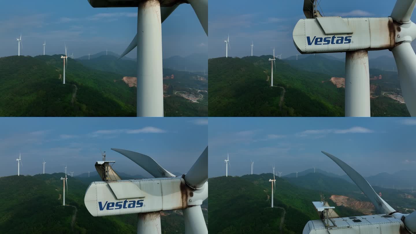 风力发电大风车特写镜头华润电能