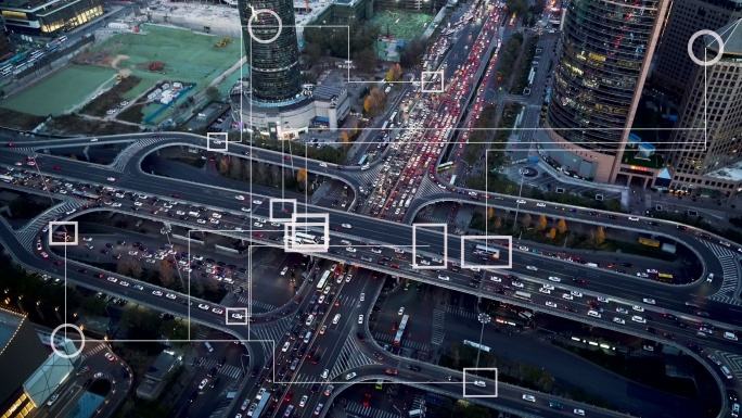 未来智能交通车流穿梭行车安全智慧城市