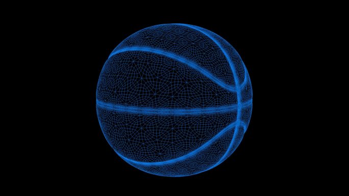 蓝色全息科技线篮球篮球筐素材带通道