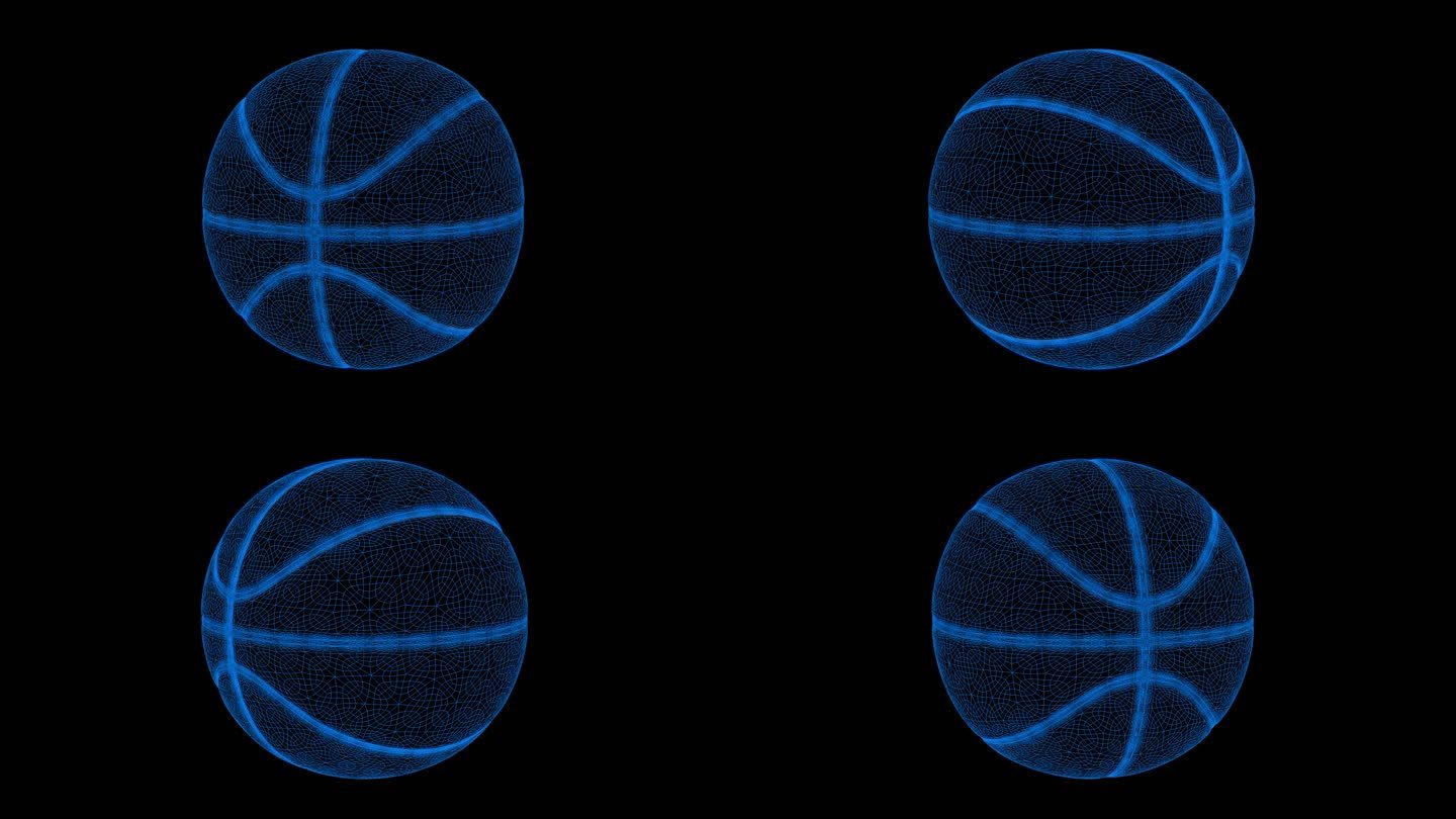 蓝色全息科技线篮球篮球筐素材带通道