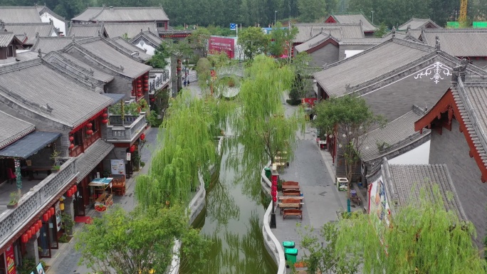 河南漯河城市地标漯湾古镇景区航拍