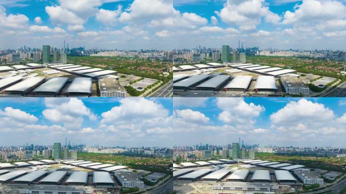 上海新国际博览中心航拍延时