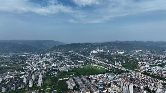 航拍韩城太史大街西延桥