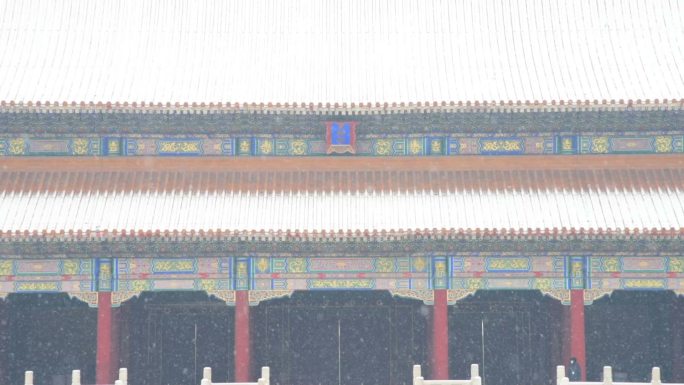 北京紫禁城冬季大雪视频