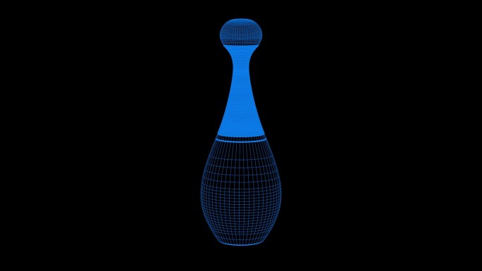 蓝色全息科技线框香水香水瓶素材带通道