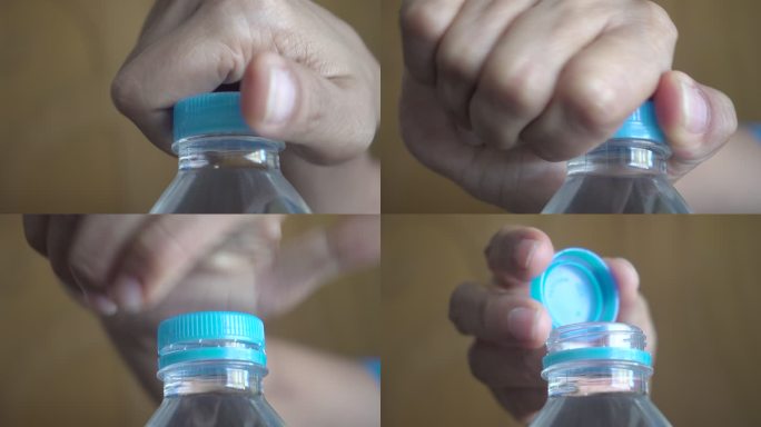 打开塑料瓶的盖子拧开瓶盖矿泉水瓶盖