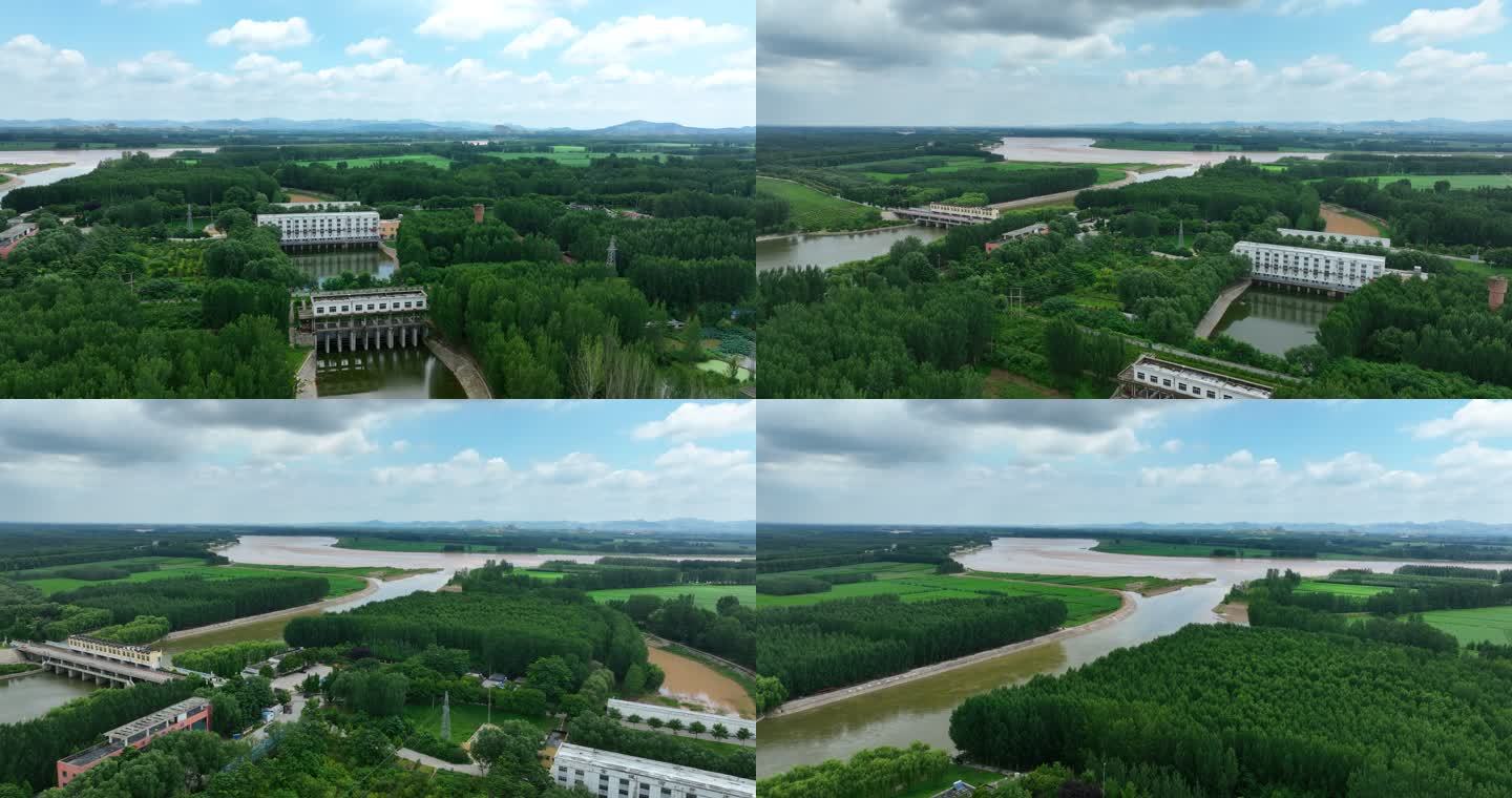 台前县黄河和金堤河水闸航拍