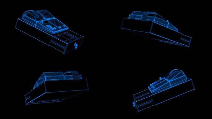 蓝色全息科技线框收银机素材带通道