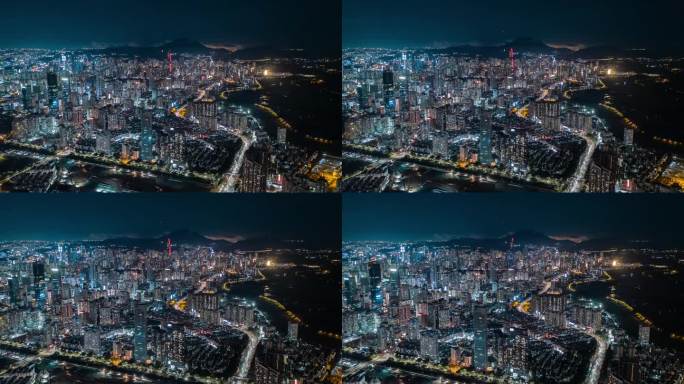 深圳夜景航拍全景 福田南山区