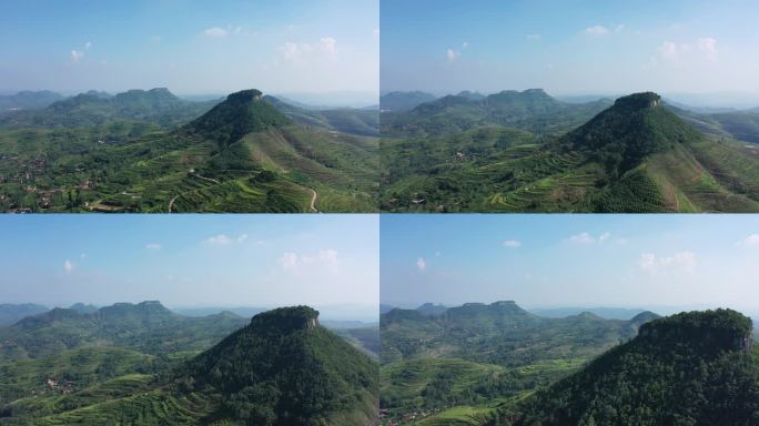 4K航拍山东省沂蒙山地质公园岱崮景区风景