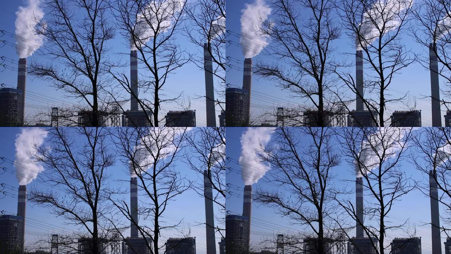 烟囱冒烟污染空气工业污染煤炭发电