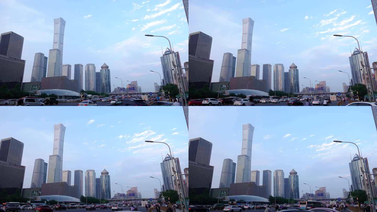 北京国贸街景延时车流
