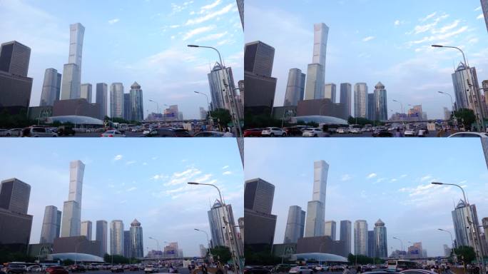 北京国贸街景延时车流