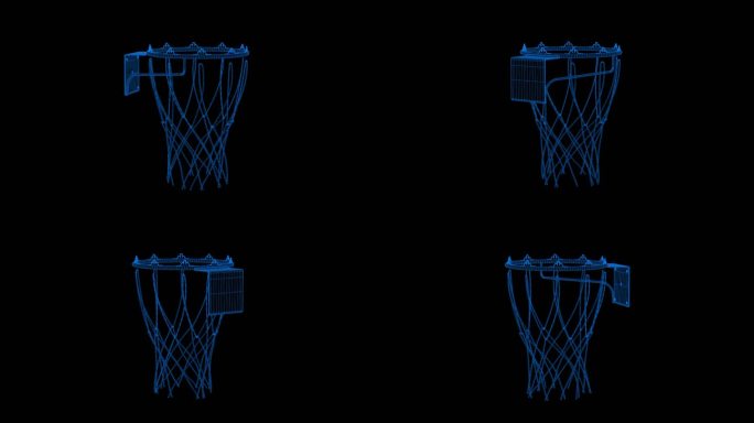 蓝色全息科技线篮球篮球筐素材带通道