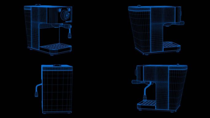 蓝色全息科技线框榨汁机素材带通道